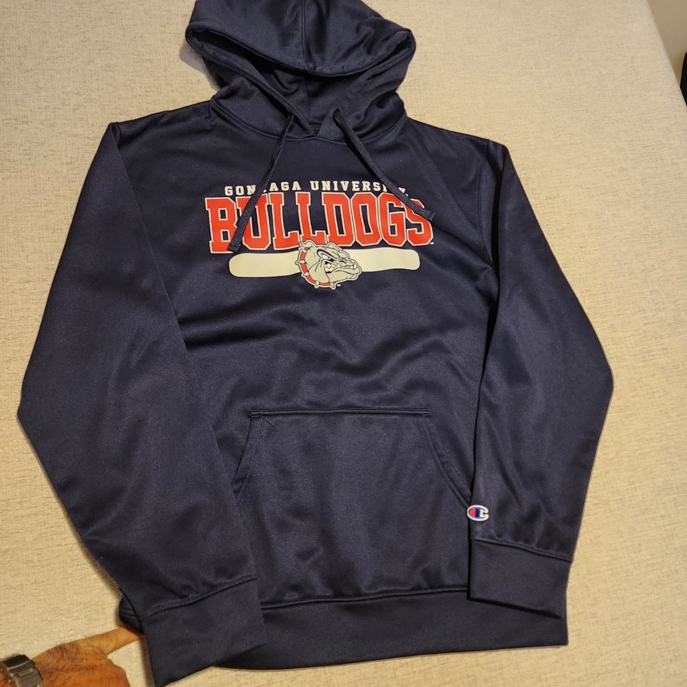 Champion Gonzaga Bulldogs Hoodie Mens Medium Navy Blue Performance Pullover NCAA